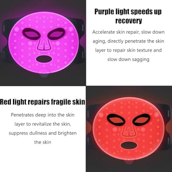 STRBOXONG FACIAL BEAUTY LIGHT THERAPY MASK, BEAUTY LIGHT THERAPY MASK DEVICE, 165 LAMP BEADS, 4-COLOR LIGHT MODE, MULTIPLE VIBRATION STRENGTHS, SOFT SILICONE MATERIAL, FOR BRIGHTEN SKIN - Image 4
